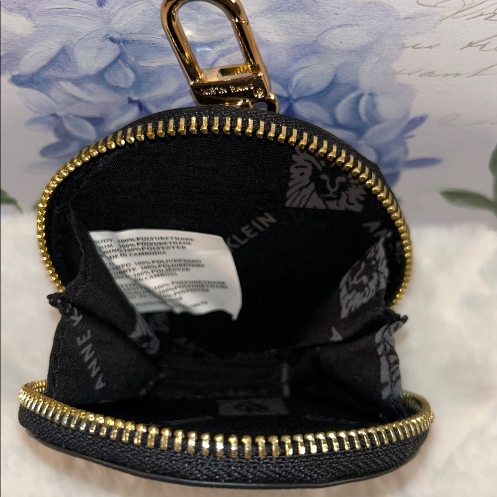 Anne Klein Black Round Coin Case with Gold Hardware - Picture 3 of 3